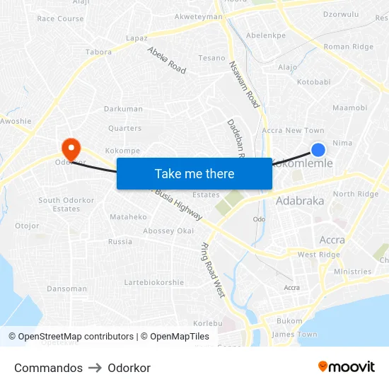 Commandos to Odorkor map