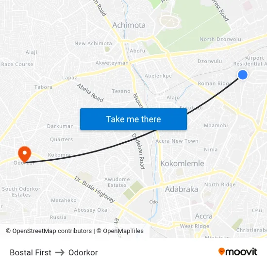 Bostal First to Odorkor map