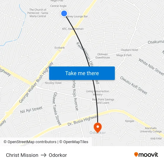 Christ Mission to Odorkor map