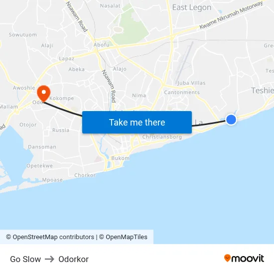 Go Slow to Odorkor map