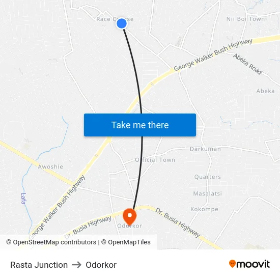 Rasta Junction to Odorkor map