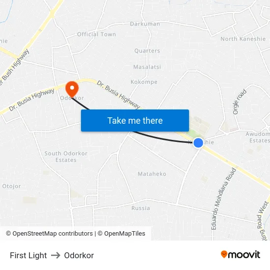 First Light to Odorkor map