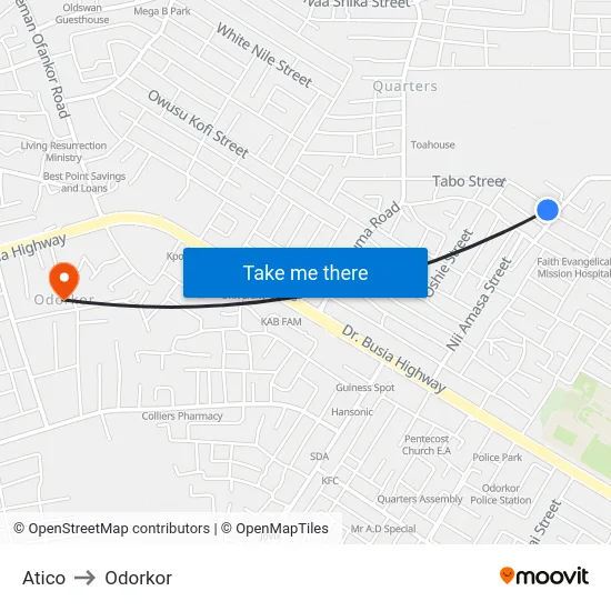 Atico to Odorkor map