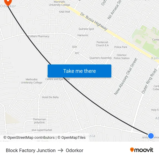 Block Factory Junction to Odorkor map