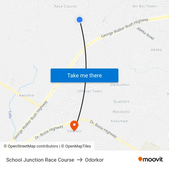 School Junction Race Course to Odorkor map
