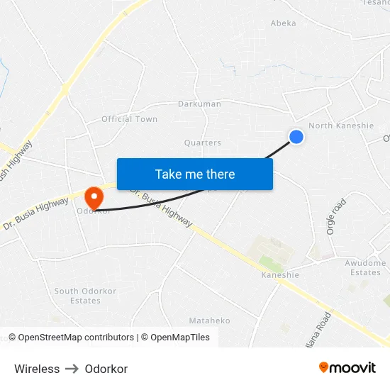 Wireless to Odorkor map