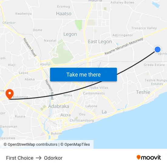 First Choice to Odorkor map