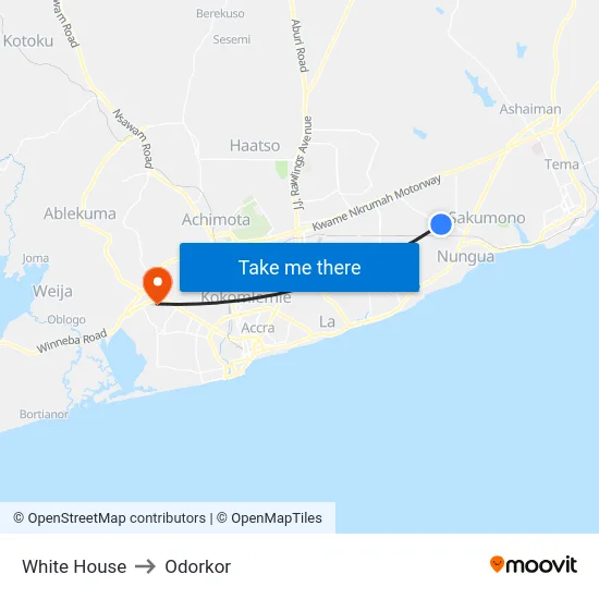 White House to Odorkor map