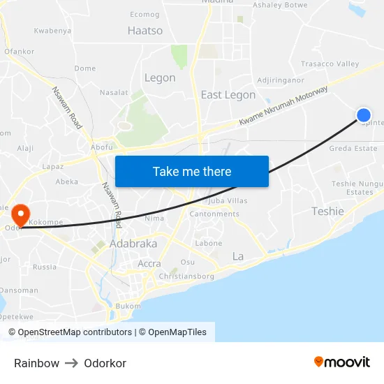 Rainbow to Odorkor map