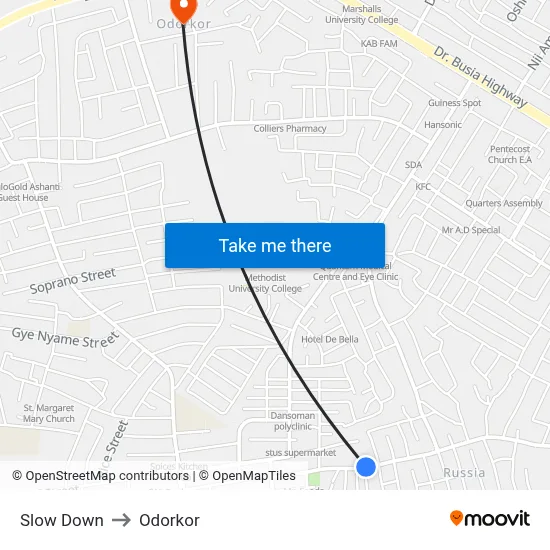Slow Down to Odorkor map