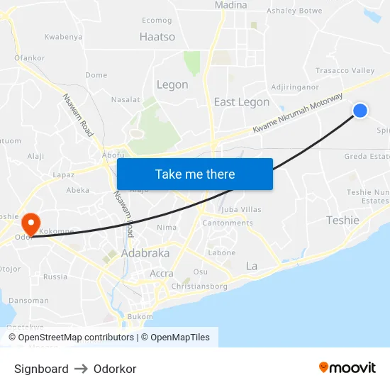 Signboard to Odorkor map