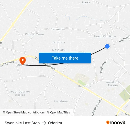 Swanlake Last Stop to Odorkor map
