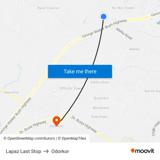 Lapaz Last Stop to Odorkor map