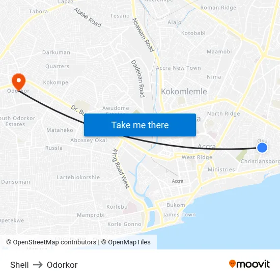 Shell to Odorkor map
