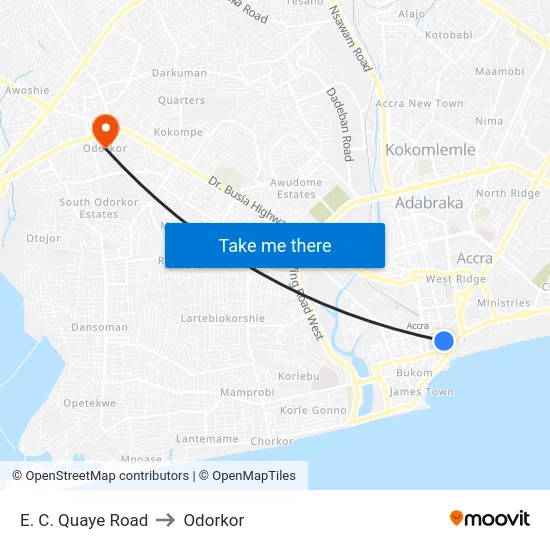 E. C. Quaye Road to Odorkor map