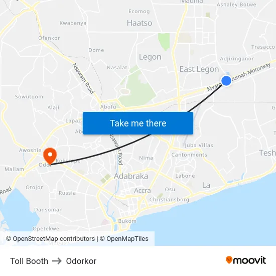 Toll Booth to Odorkor map
