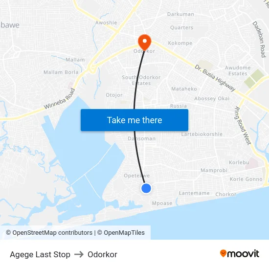 Agege Last Stop to Odorkor map