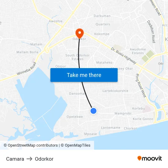Camara to Odorkor map