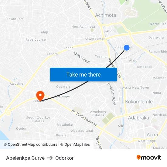 Abelenkpe Curve to Odorkor map