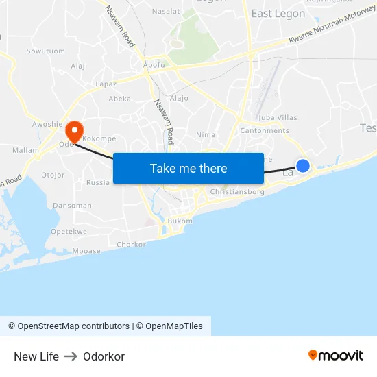 New Life to Odorkor map