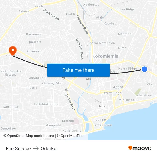 Fire Service to Odorkor map