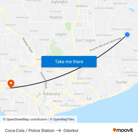 Coca-Cola / Police Station to Odorkor map