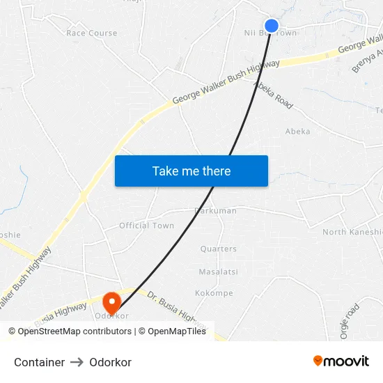 Container to Odorkor map