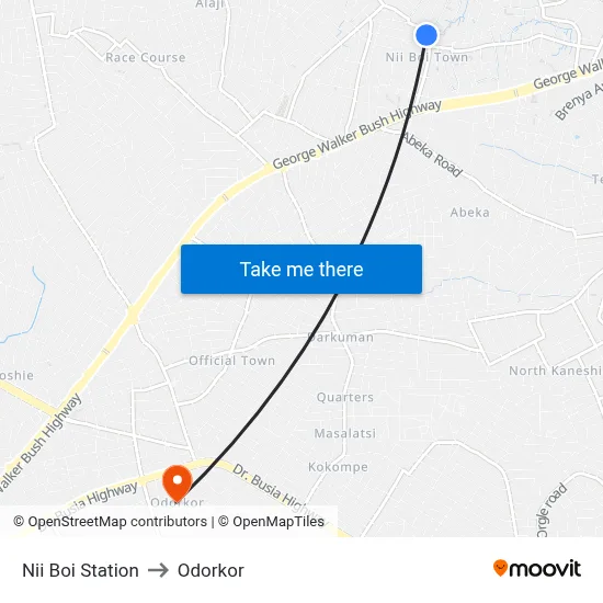 Nii Boi Station to Odorkor map