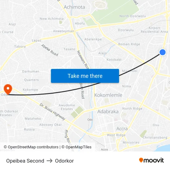 Opeibea Second to Odorkor map