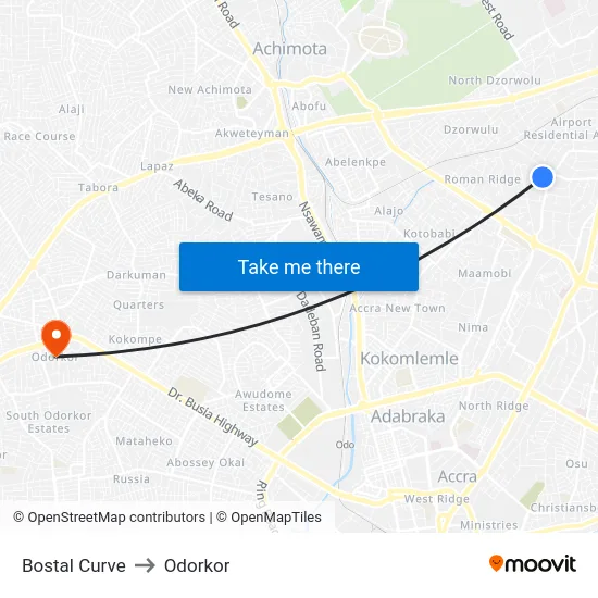 Bostal Curve to Odorkor map