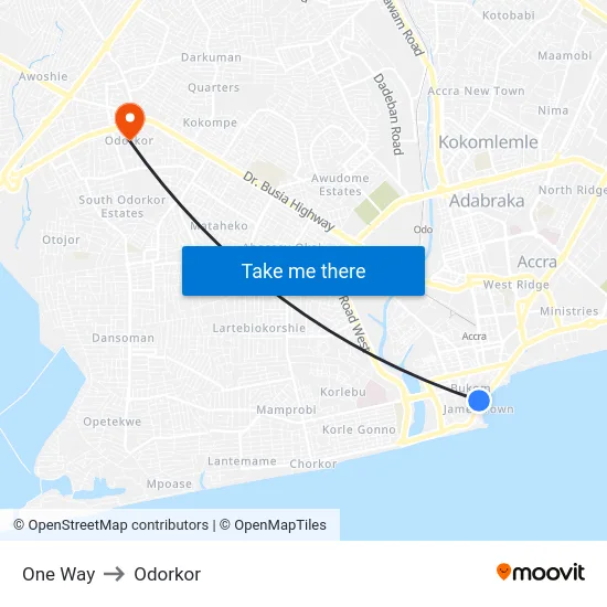 One Way to Odorkor map