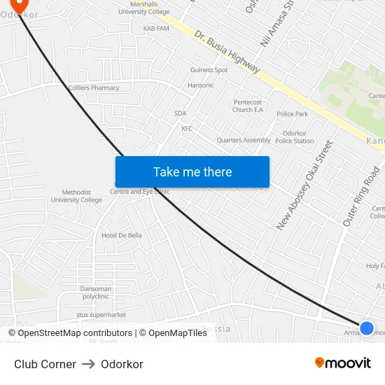Club Corner to Odorkor map