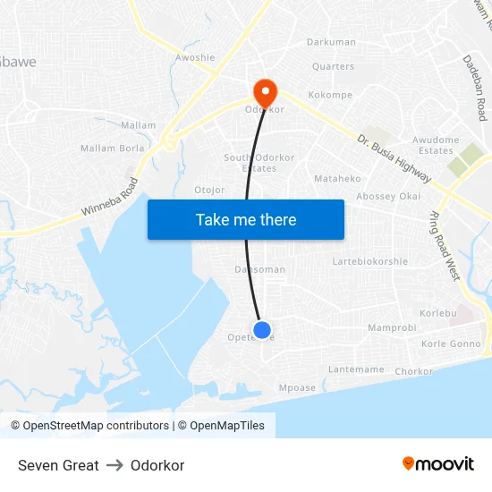 Seven Great to Odorkor map