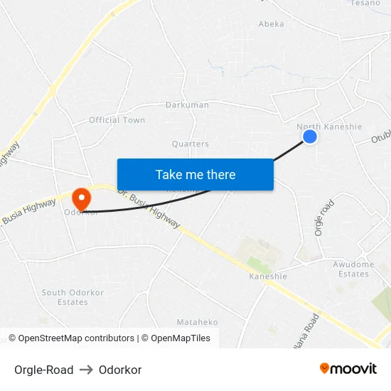 Orgle-Road to Odorkor map