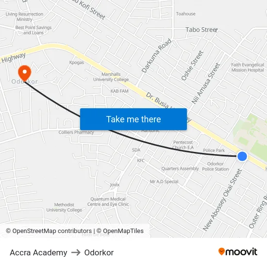 Accra Academy to Odorkor map