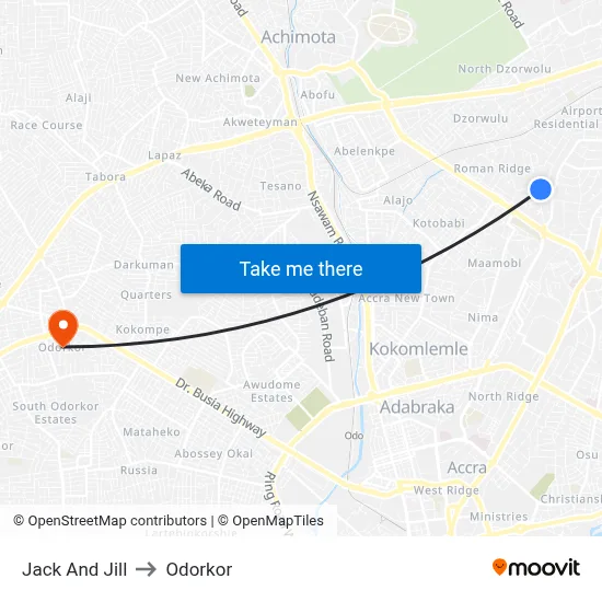 Jack And Jill to Odorkor map