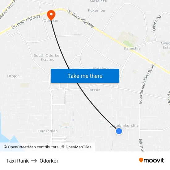 Taxi Rank to Odorkor map