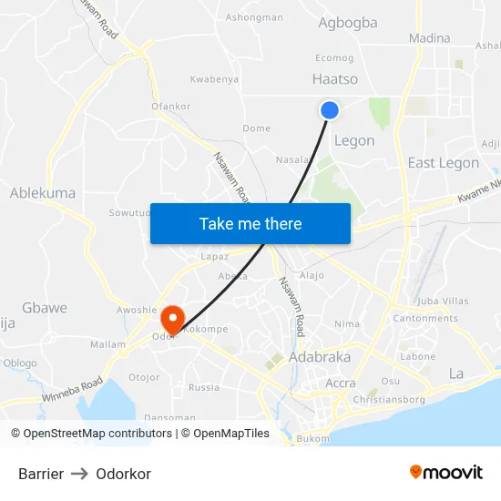 Barrier to Odorkor map