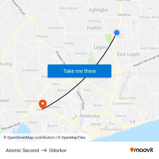Atomic Second to Odorkor map