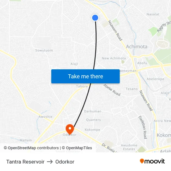 Tantra Reservoir to Odorkor map