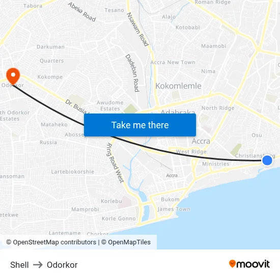 Shell to Odorkor map