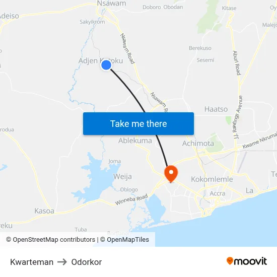 Kwarteman to Odorkor map