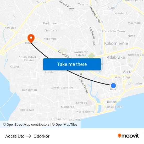 Accra Utc to Odorkor map