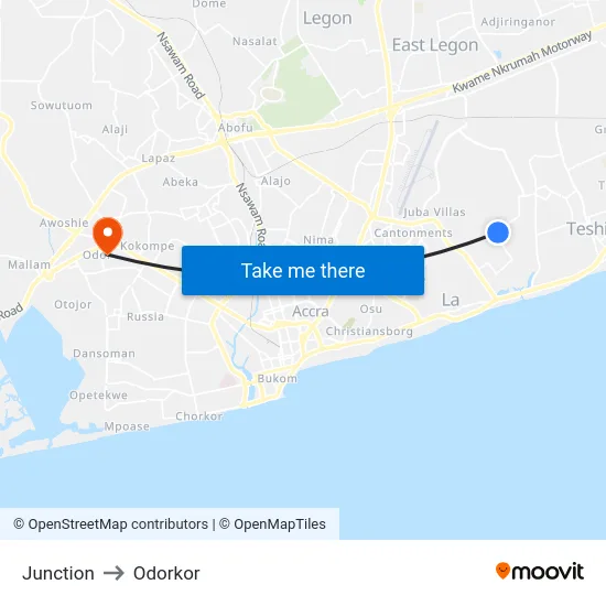Junction to Odorkor map