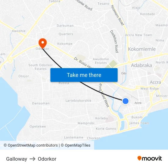 Galloway to Odorkor map