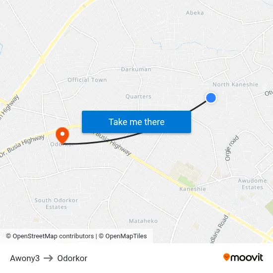 Awony3 to Odorkor map