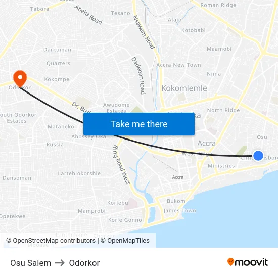 Osu Salem to Odorkor map