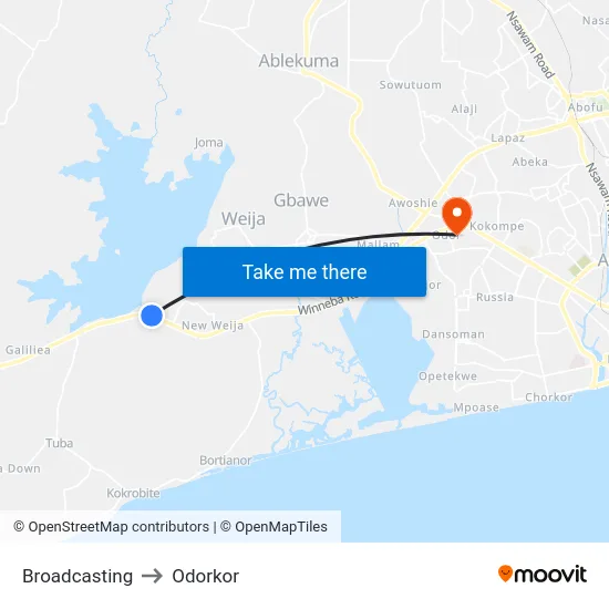 Broadcasting to Odorkor map