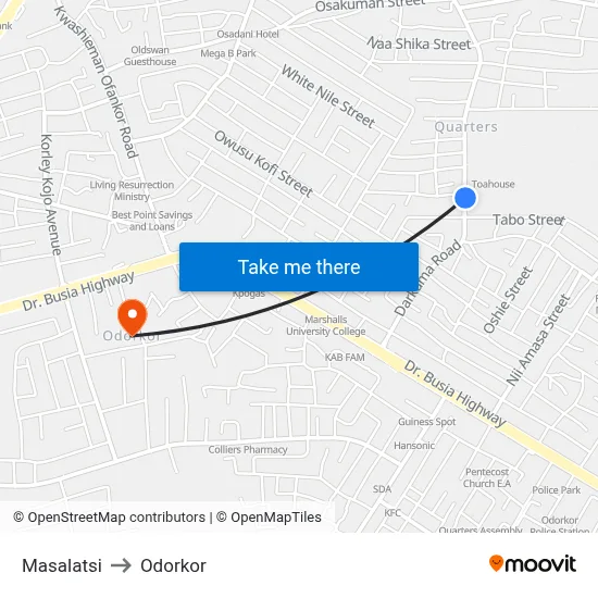 Masalatsi to Odorkor map