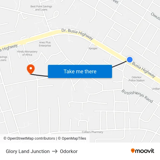 Glory Land Junction to Odorkor map